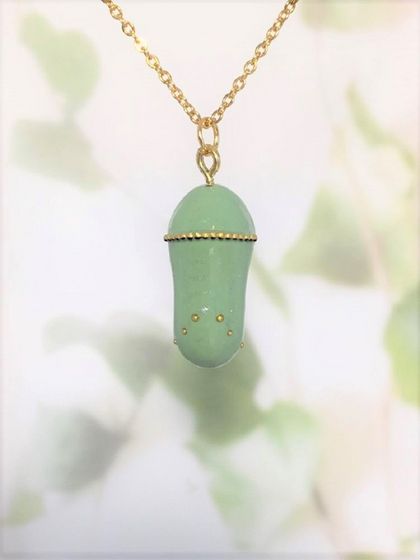 FRESH MONARCH CHRYSALIS - handmade pendant with painted detail